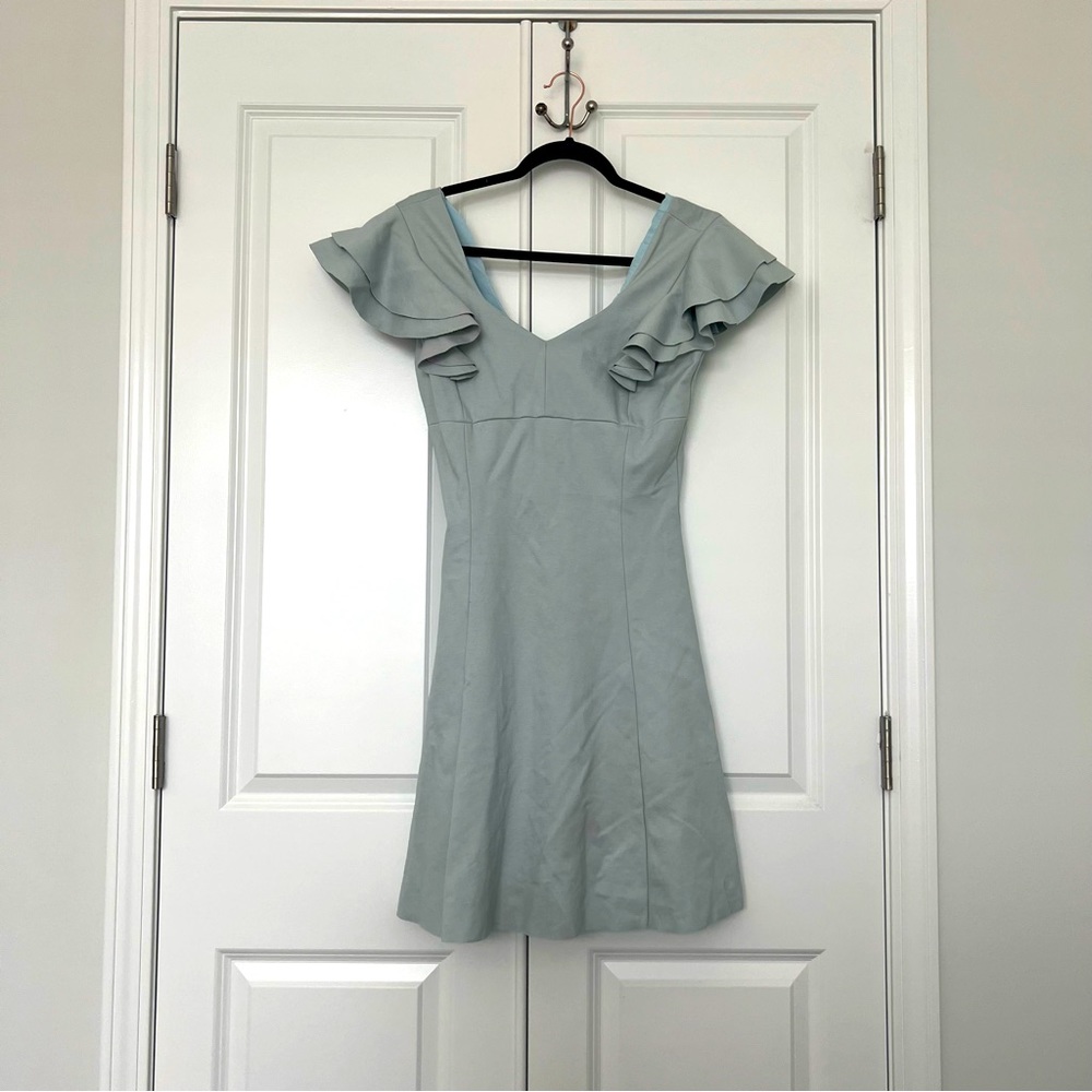 Dusty blue flutter sleeve dress